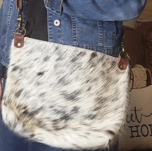 USA Made Salt and Pepper Cowhide Crossbody Leather Bag